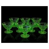Anchor Hocking Block Optic Uranium Glass Sherbets