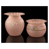 Anchor Hocking Old Colony Pink Satin Glass Vases