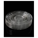 6 Vintage Glass Plates w Silver Rims