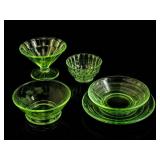 Green Uranium Glass Dessert Dishes