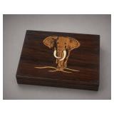 Ebony Wood Box with Elephant Inlay
