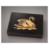 Wooden Trinket Box with Swan Inlay