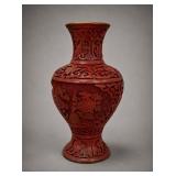 Chinese Style Carved Cinnabar Vase