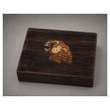 Wooden Box with Leopard Inlay