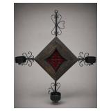 Wrought Iron and Wood Wall Candle Holder
