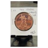 1 oz .999 Fine Copper Walking Liberty Round