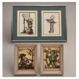 Four Framed Hummel-Style Prints
