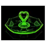 Greensburg Glassworks Uranium Glass Bonbon Dish