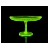 Vintage Canary Yellow Stretch Glass Compote