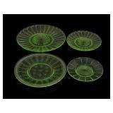 Four Uranium Glass Dessert Plates