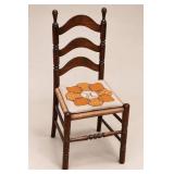 Ladderback Wood Chair with Woven Rush Seat