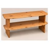Wooden Two-Tier Shelf With Decorative Items