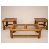 3 Oak and Glass Living Room Tables