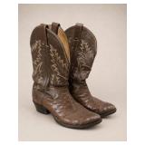Justin Ostrich Leather Western Boots 11D