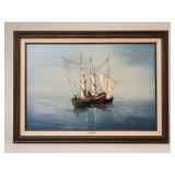 Minta McDuff Signed Sailboat Oil Painting