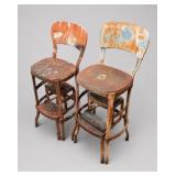 Vintage 2Pc Metal Chairs Stepstools