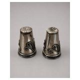2pc Sterling Silver Thimbles w Abalone Trim