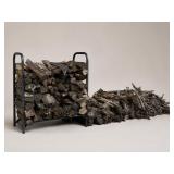 Firewood Pile and Metal Storage Rack