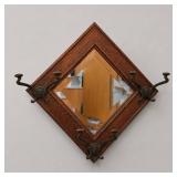 Square Wall Mirror With Coat Hooks