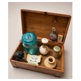 Decor and Vanity Lot in Wood Box
