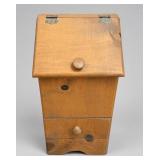 Wooden Box with Hinged Top and Drawer