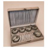 6 Sterling Silver and Glass Salt Cellars in Box