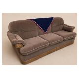 Brown Upholstered Three-Seat Sofa