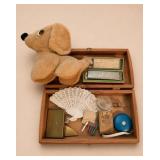 Lot: Plush Dog, Sewing Items, Collectibles