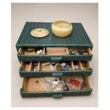Three-Drawer Sewing Box with Buttons
