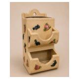 Ceramic Hanging Wall Pocket with Floral Motif