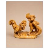 A. Santini Rooster and Hen Figurine