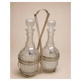 Cut Glass Decanters With Silverplate Tags