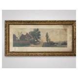 Framed Landscape Watercolor Painting
