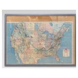 AAA 1962 United States Road Map Framed