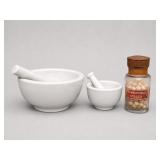 Mortar and Pestle Set with Vintage Caulk Jar
