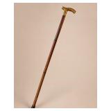 Ornate Brass Handle Wooden Walking Cane