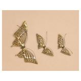 Three Brass Butterfly Wall Sculptures