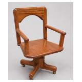 Oak Swivel Rotary Desk Chair on Casters