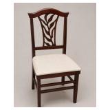 Wooden Chair with Cutout Backrest and Upholstery