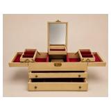 Cream Faux Leather Jewelry Box with Inserts