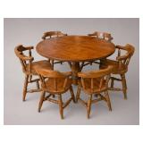 Pedestal Dining Table with 6 Windsor Chairs Note