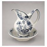 Blue Onion Ceramic Pitcher With ï¿½Bowl