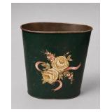 Metal Wastebasket with Floral Design