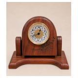 Wooden Mantel Clock With Embroidered Detail