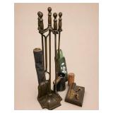 Brass Fireplace Tool Set with Accessories