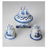 Blue and White Dutch Ceramic Salt Pepper Set