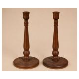 1922 Hand-Turned Wooden Candlesticks