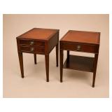 Mahogany Side Tables with Leather Inlay