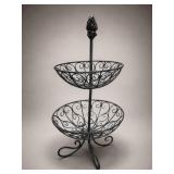 Two-Tier Wrought Iron Fruit Basket Stand