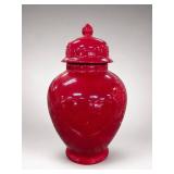 Red Glazed Ceramic Ginger Jar With Lid